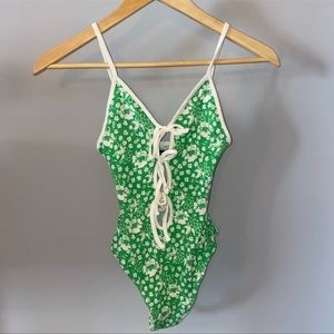 Urban Outfitters Hawaiian Green Floral Bodysuit